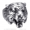 BA0346 BOBIJOO JEWELRY Tiger ring Stainless steel Silver Vintage black