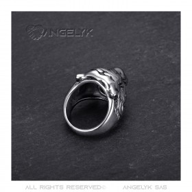 BA0346 BOBIJOO JEWELRY Tiger ring Stainless steel Silver Vintage black