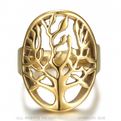 BAF0060 BOBIJOO JEWELRY Ring tree of life Woman or Man Stainless steel Gold