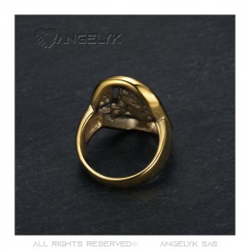 BAF0060 BOBIJOO JEWELRY Ring Lebensbaum Frau oder Mann Edelstahl Gold