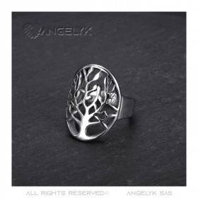 Bague arbre de vie Femme ou Homme Acier inoxydable Argent bobijoo