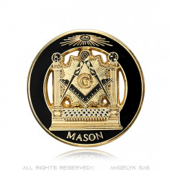 PIN0010 BOBIJOO JEWELRY Freemason pins round shape 25mm temple column Black and Gold