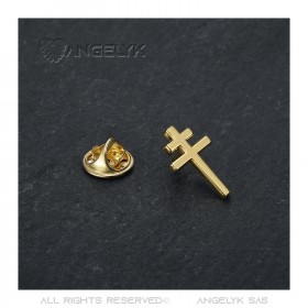 PIN0041 BOBIJOO JEWELRY Lothringer Kreuz Anstecknadeln Schmuckknopfloch 20mm Gold