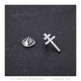 PIN0041S BOBIJOO JEWELRY Kreuz von Lothringen Anstecknadel Schmuckknopfloch 20mm Silber