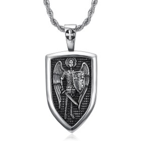 PE0349 BOBIJOO JEWELRY Colgante San Miguel Ejército Soldado Caballero Templario Acero