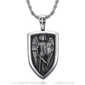 PE0349 BOBIJOO JEWELRY Ciondolo San Michele Soldato dell'Esercito Cavaliere Templare Acciaio