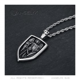 PE0349 BOBIJOO JEWELRY Pendant Saint Michael Army Soldier Knight Templar Steel