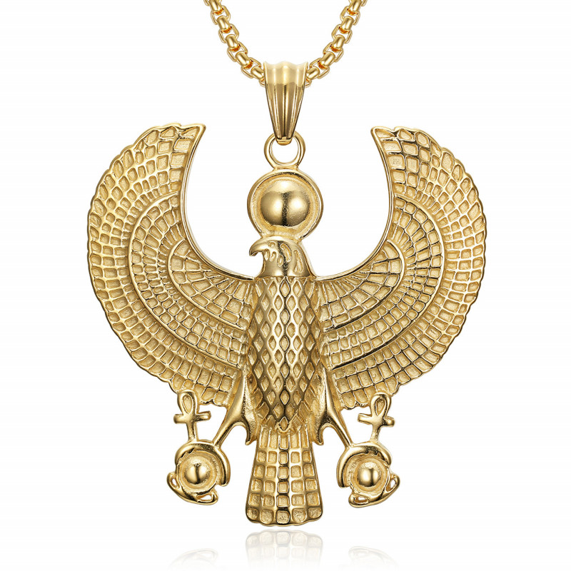 PE0066 BOBIJOO JEWELRY Colgante Egipcio Horus Falcon Ojo de Raptor Acero Inoxidable Oro