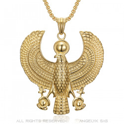 Ciondolo Egiziano Horus Falcon Raptor Eye Acciaio Inossidabile Oro bobijoo
