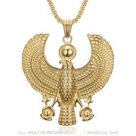 Ciondolo Egiziano Horus Falcon Raptor Eye Acciaio Inossidabile Oro bobijoo