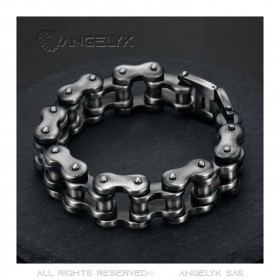 BR0183 BOBIJOO JEWELRY Biker bracelet Large XXL motorcycle chain Aged steel 24cm