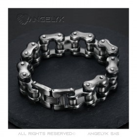 BR0183 BOBIJOO JEWELRY Biker bracelet Large XXL motorcycle chain Aged steel 24cm