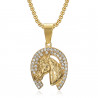 PE0136 BOBIJOO JEWELRY Colgante Herradura Elvis Strass Gypsy Acero Cadena Oro