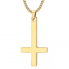 PE0013G BOBIJOO JEWELRY Kreuz von St. Peter, Halskettenanhänger aus goldenem Edelstahl