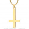 PE0013G BOBIJOO JEWELRY Cross of St. Peter, gold stainless steel necklace pendant