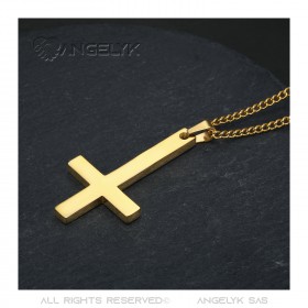 PE0013G BOBIJOO JEWELRY Kreuz von St. Peter, Halskettenanhänger aus goldenem Edelstahl