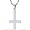 PE0013S BOBIJOO JEWELRY Cross of St. Peter, silver stainless steel necklace pendant