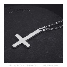 PE0013S BOBIJOO JEWELRY Cross of St. Peter, silver stainless steel necklace pendant