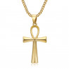 PEF0037 BOBIJOO JEWELRY Cross of life pendant 40mm Stainless Steel Gold Necklace