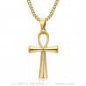 Croix de vie pendentif 40mm Acier inoxydable Or Collier bobijoo