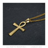 PEF0037 BOBIJOO JEWELRY Kreuz des Lebens Anhänger 40mm Edelstahl Goldkette