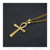 PEF0037 BOBIJOO JEWELRY Cross of life pendant 40mm Stainless Steel Gold Necklace