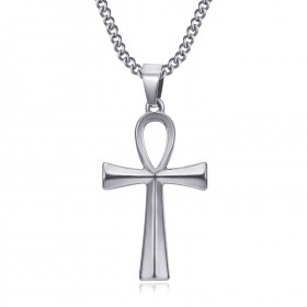 Croix de vie pendentif 40mm Acier inoxydable Argent Collier bobijoo