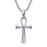 PEF0037S BOBIJOO JEWELRY Ciondolo Croce della Vita 40mm Collana in Acciaio Inossidabile Argento