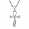 PEF0037S BOBIJOO JEWELRY Kreuz des Lebens Anhänger 40 mm Edelstahl-Silber-Halskette