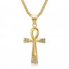 PE0052 BOBIJOO JEWELRY Kreuz des Lebens Anhänger 40mm Edelstahl Gold Diamanten Halskette