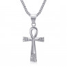 PE0052S BOBIJOO JEWELRY Kreuz des Lebens Anhänger 40 mm Edelstahl-Diamanten-Halskette