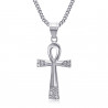 PE0052S BOBIJOO JEWELRY Cross of life pendant 40mm Stainless steel Diamonds Necklace