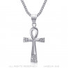 PE0052S BOBIJOO JEWELRY Kreuz des Lebens Anhänger 40 mm Edelstahl-Diamanten-Halskette