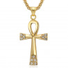 Croix de vie pendentif 60mm Acier inoxydable Or Diamants Collier bobijoo