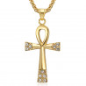 PE0124 BOBIJOO JEWELRY Cross of life pendant 60mm Stainless Steel Gold Diamonds Necklace