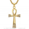 Croix de vie pendentif 60mm Acier inoxydable Or Diamants Collier bobijoo