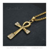 PE0124 BOBIJOO JEWELRY Cross of life pendant 60mm Stainless Steel Gold Diamonds Necklace