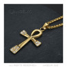 PE0124 BOBIJOO JEWELRY Kreuz des Lebens Anhänger 60 mm Edelstahl Gold Diamanten Halskette