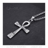 PE0125 BOBIJOO JEWELRY Cross of Life Pendant 60mm Stainless Steel Silver Diamonds Necklace