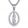 Pendentif Vierge Marie Strass Acier Argent Collier Chaîne  IM#21804