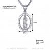 Pendentif Vierge Marie Strass Acier Argent Collier Chaîne  IM#21805