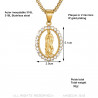 PE0163-BIG BOBIJOO JEWELRY Large pendant Virgin Mary Rhinestone Steel Gold Necklace Chain