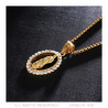 PE0163-BIG BOBIJOO JEWELRY Colgante grande Cadena de collar de oro de acero con diamantes de imitación de la Virgen María