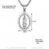 PE0163S-BIG BOBIJOO JEWELRY Large pendant Virgin Mary Rhinestone Steel Silver Necklace Chain