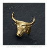 BA0408 BOBIJOO JEWELRY Men's Bull Head Signet Ring Stainless Steel Gold