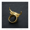 BA0408 BOBIJOO JEWELRY Anillo de sello de cabeza de toro para hombre acero inoxidable oro