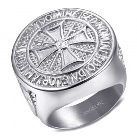 BA0309B BOBIJOO JEWELRY Ring Templer non nobis dominieren Stahl Diamant Silber