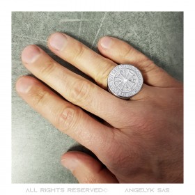 BA0309B BOBIJOO JEWELRY Ring Templer non nobis dominieren Stahl Diamant Silber