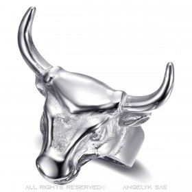 BA0408S BOBIJOO JEWELRY Ring bull Head Signet ring man Stainless steel Silver