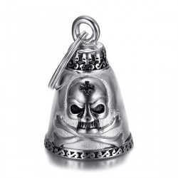 Porte Bonheur Moto Acier 316L Tête de Mort Tibias Croix  IM#21884